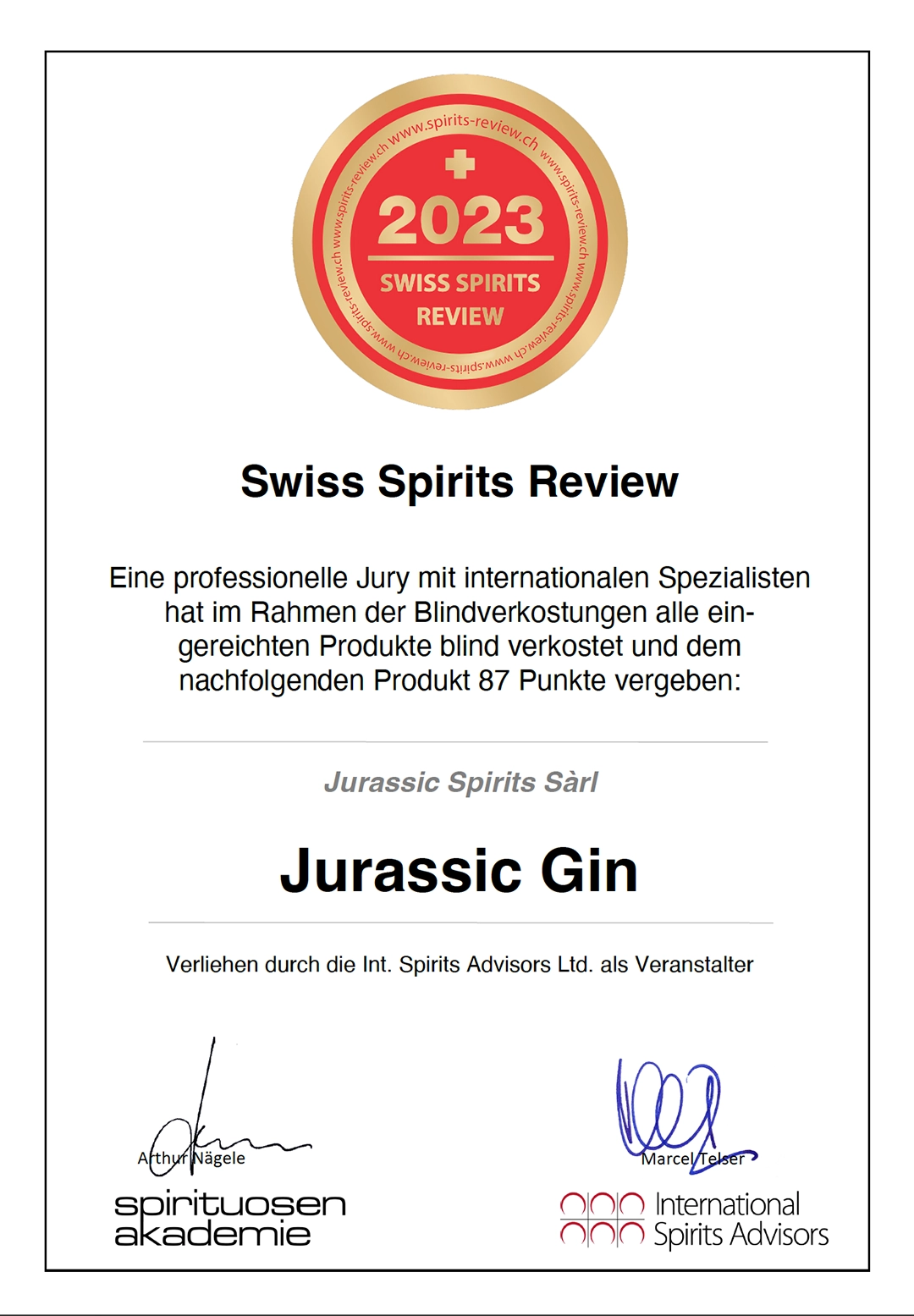 01_jurassic_gin_tonic_2023_01 Certificat Jurassic Gin Spirits review 02